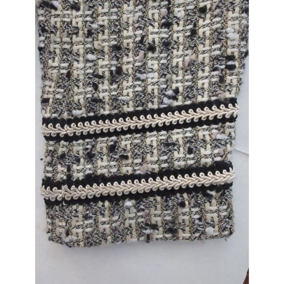 JONES NEW YORK Petite Black Cream Boucle Front Zip Jacket Blazer Womens Size 10P - Picture 5 of 7